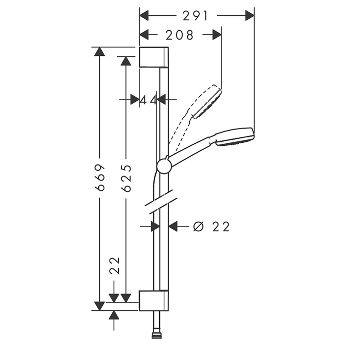 Hansgrohe Crometta 100 1j Uni Душевой гарнитур, с ручным душем, настенный, цвет: хром