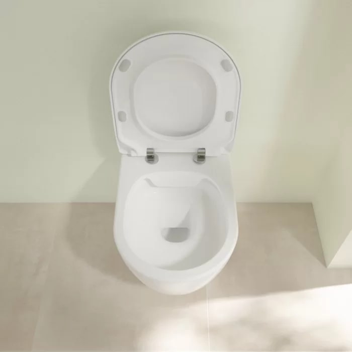 Villeroy&Boch Avento Унитаз 37х53х31см.,подвесной, безободковый, в комплекте сиденье SlimSeat с микролифтом, цвет: альпийский белый