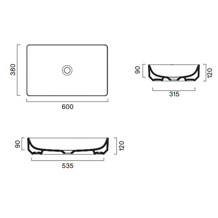 Catalano Green Раковина накладная 60х38см, цвет: белый глянцевый