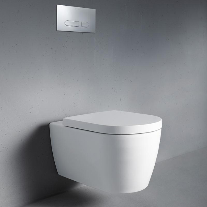 Duravit ME by Starck Унитаз подвесной Rimless без смывного края, свкл. крепление Durafix, 4,5л. с HygieneGlaze, 37x57см, Цвет: белый