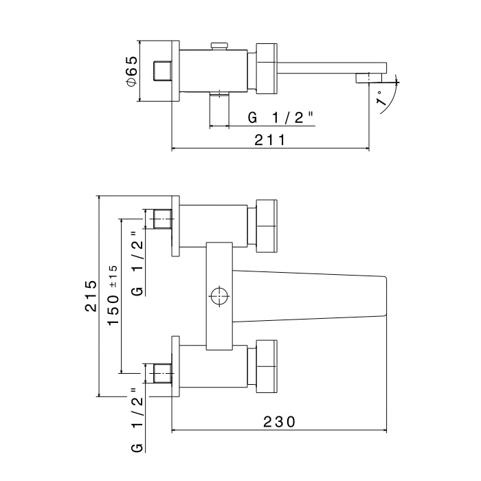 Newform ParkLE Смеситель для ванны, настенный, цвет: PVD glossy gold/черный матовый
