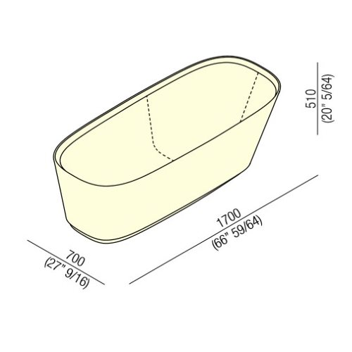 Agape Neb Ванна отдельностоящая 170x70x51 см, овальная, цвет: белый