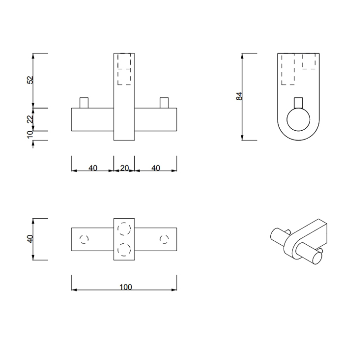 Decor Walther Century HAK2 Крючок подвесной, двойной, цвет: золото матовое