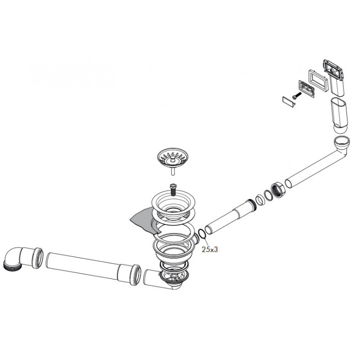 Hansgrohe D14-10 Слив-перелив для раковины, с ручным управлением, цвет: нержавеющая сталь
