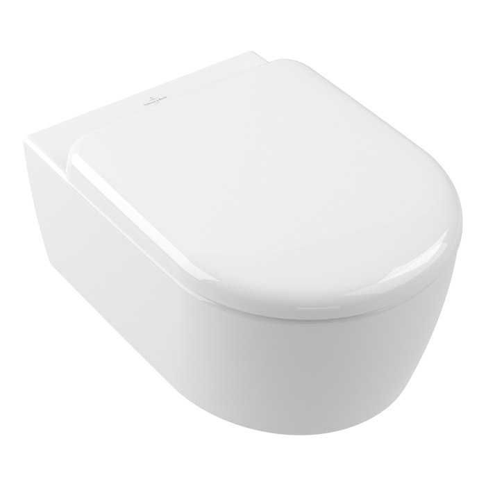 Villeroy&Boch Skyla Унитаз подвесной 37x53см, безободковый, смыв Tornado, сиденье SoftClosing, цвет: альпийский белый