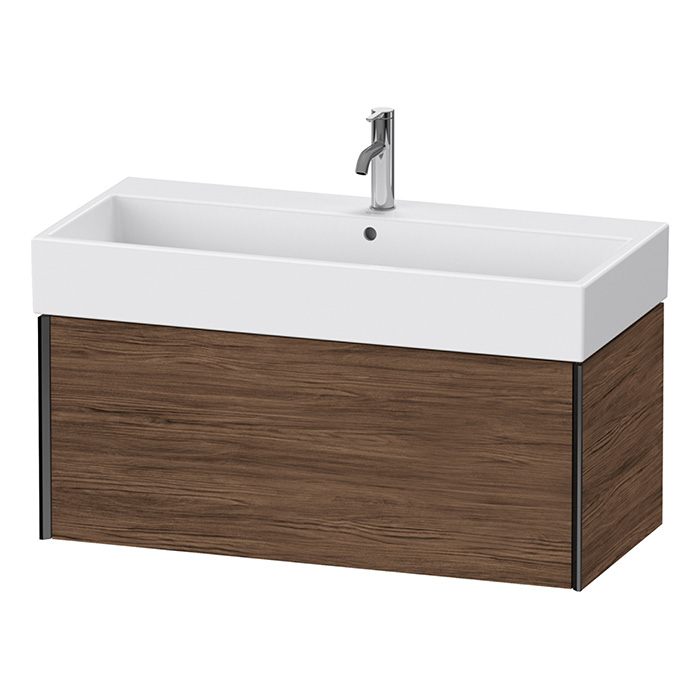 Duravit XViu Тумба подвесная 98.4x45.4x39.7см, с раковиной, 1 ящик, цвет: walnut dark/черный матовый