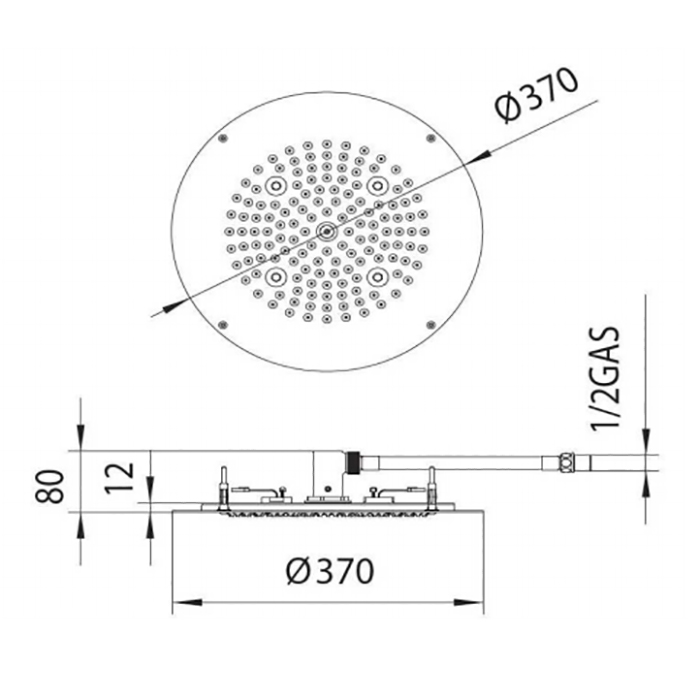 BOSSINI DREAM-OKI Верхний душ Ø 370 мм с 4 LED (белый), блок питания/управления, цвет: хром