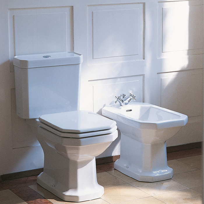 Duravit 1930 Унитаз моноблок с отдельным бачком (с механизмом слива хром), 66.5х35.5см, слив в стену, Цвет: Белый