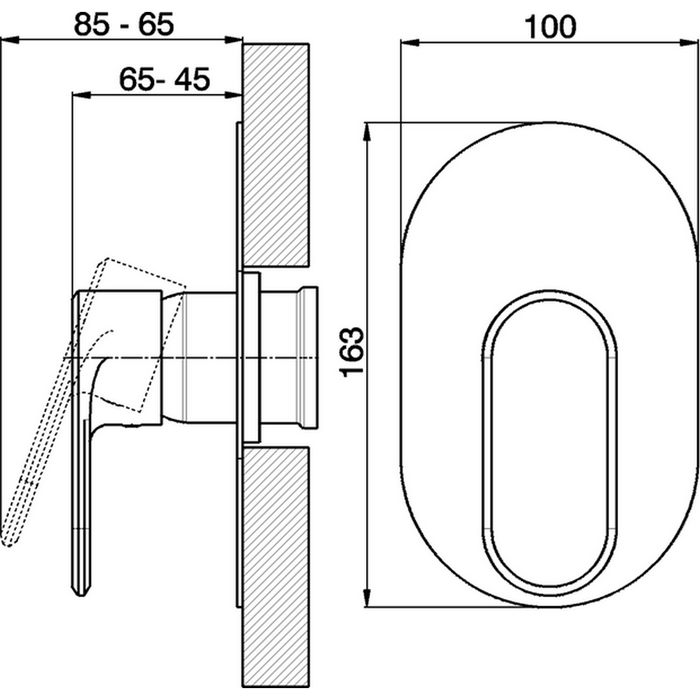 CISAL LineaViva Встраиваемый однорычажный смеситель для душа, цвет: хром