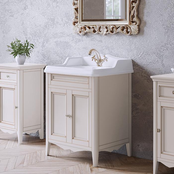 TW Veronica, База с раковиной Simas AR824bi*1 68x54см с 1отв. под смеситель , 2 расп. дверки, доводч. Blum, ручки: Riflesso бронза, напольная, цвет: Vintage