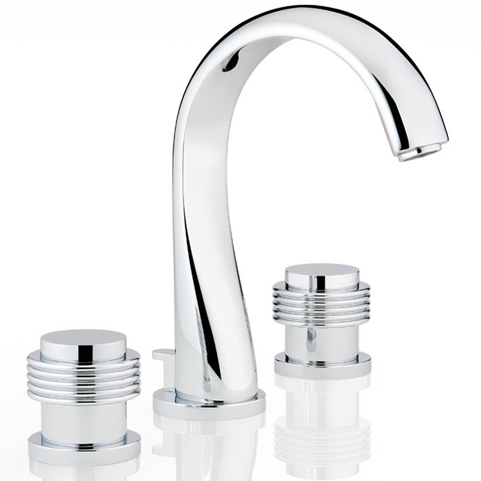  THG Diplomate grooved rings Смеситель для раковины на 3 отверстия, с донным клапаном, цвет: хром