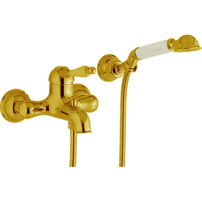 CISAL Arcana Empress Смеситель настенный для ванны/душа с ручной лейкой,держателем и шлангом, цвет: золото 