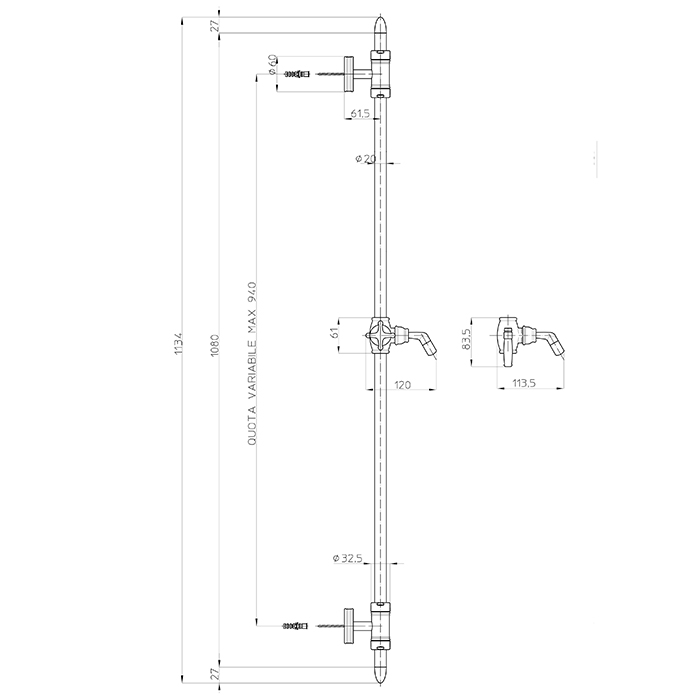 Bossini Liberty Штанга для душа, цвет: античная бронза