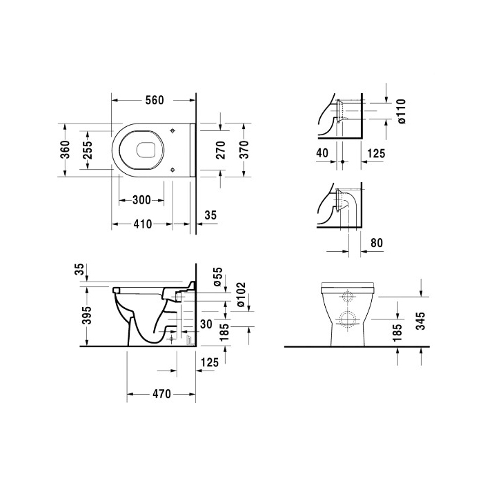 Duravit Starck 3 Унитаз 56х36см., напольный, приставной, с креплением, цвет: белый