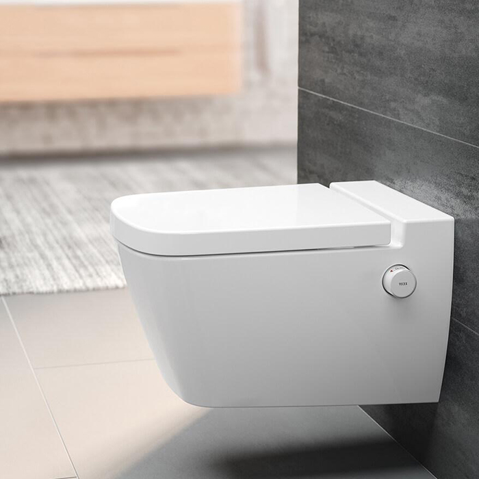 TECEone Унитаз-биде 54х35см, подвесной, безободковый, смыв Tornado, сиденье, цвет: белый
