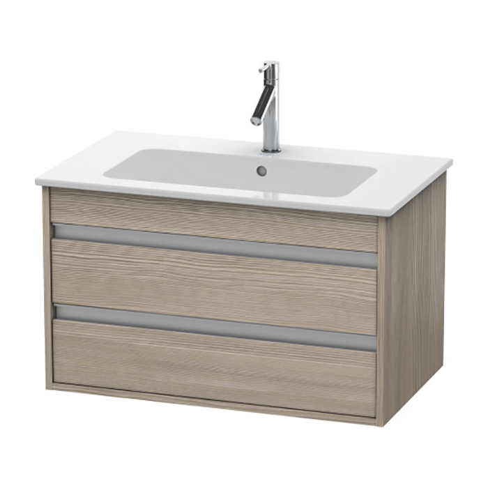 Duravit Ketho Тумба подвесная, 80x47.5х48см., с раковиной, с 2 выдв.ящиками, цвет: сосна серебристая