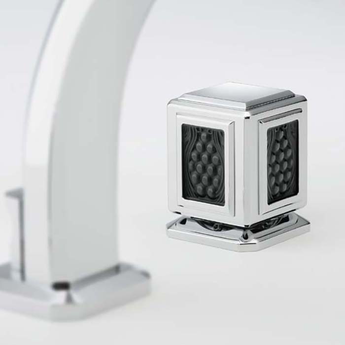 THG Metropolis cristal noir Смеситель для раковины, 3 отв., цвет: хром/черный хрусталь