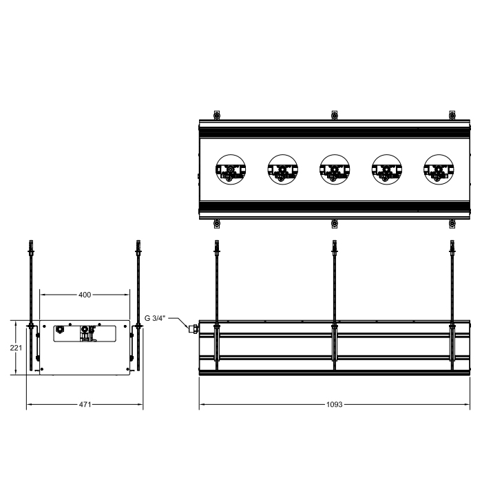 Gessi Binario Профиль линейный 1090 мм, для 5 модулей, установка Easy-Fix, цвет: Black XL