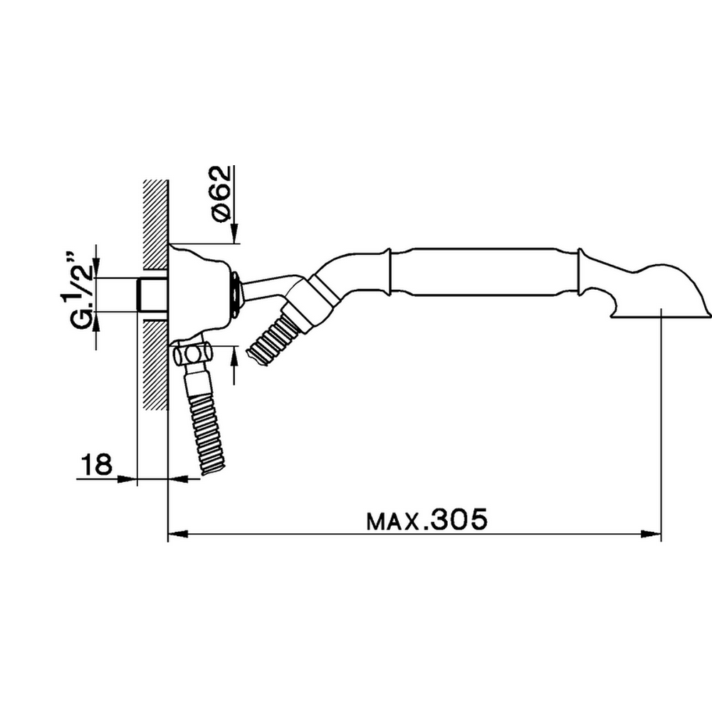 CISAL Arcana Ручной душ для настенного крепления (держатель, лейка, шланг), цвет: золото