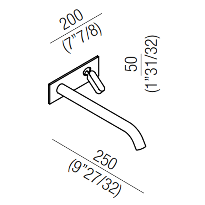 Agape Square Смеситель для раковины встроенный, однорычажный, излив: 25cм, цвет: полированная сталь