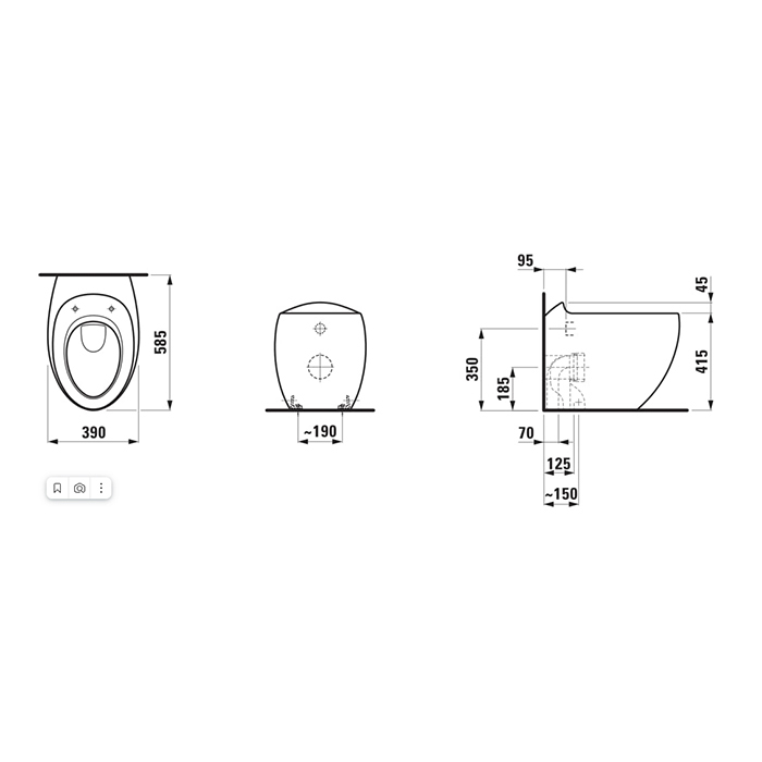 Laufen Alessi One Унитаз приставной 58.5x39x41.5см, слив универсальный, с покр. LLC, цвет: белый