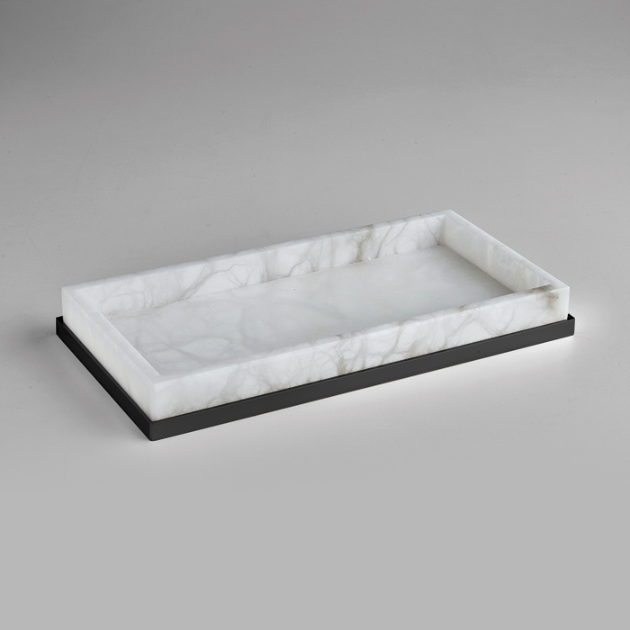 3SC Baster Round Лоток 25.5х2.5х13см., настольный, цвет: алебастр/никель черный матовый