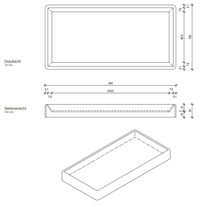 Decor Walther Classic DW 345 Бокс универсальный 25x12x2см, настольный, цвет: хром