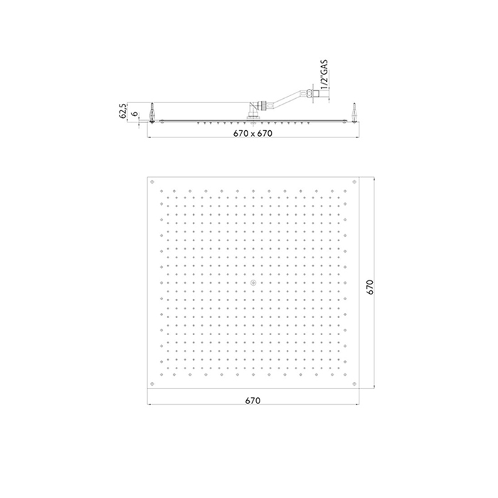 BOSSINI PARIS-CUBE Верхний душ 670 x 670 мм, FLAT, цвет: хром