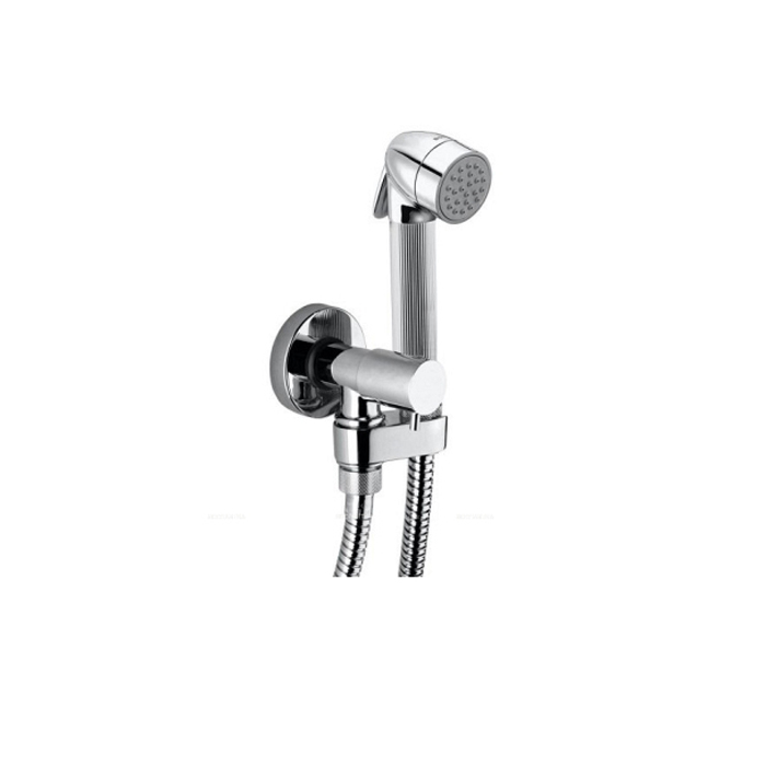 Bossini Nikita Комплект: запорный вентиль, 1/2M лейка с клапаном подачи из латуни, - шланг латунный, цвет: хром