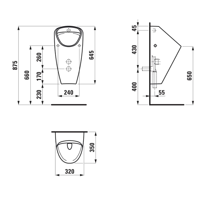 Laufen Caprino Plus писсуар безободковый Rimless, внутренний подвод воды, белый