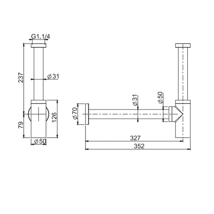 Carlo Frattini Spillo Steel Сифон для раковины, цвет: INOX