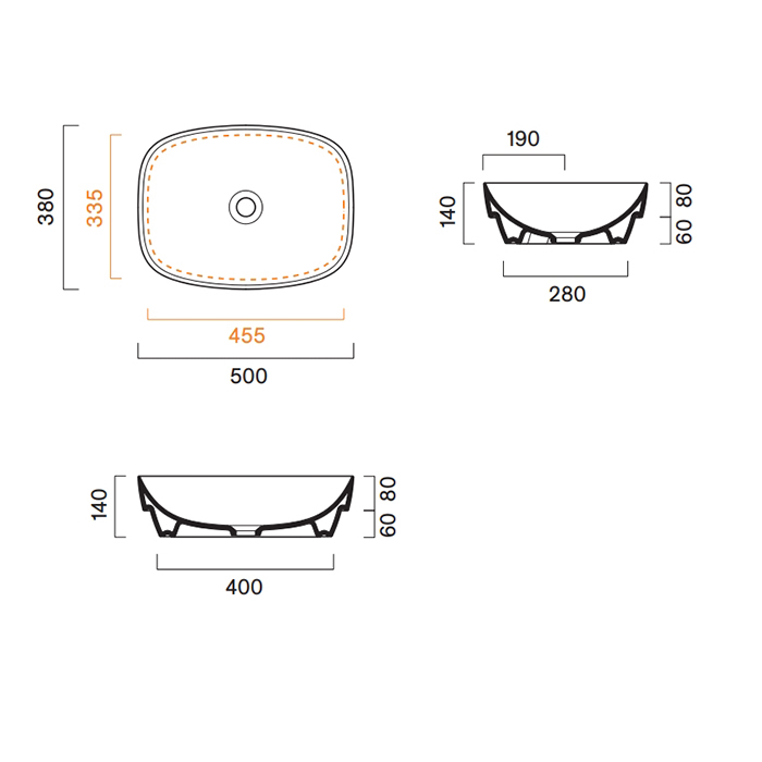 Catalano Alvea Раковина 50х38см., настольная или полувстраиваемая, цвет: белый глянцевый
