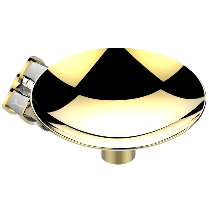 THG Pétale de cristal clair liseré doré Мыльница металлическая ø 15см., подвесная, цвет: золото/прозрачный хрусталь 