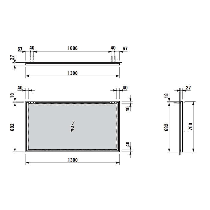 Laufen Frame 25 Зеркало 130х70х2.5см, с алюминиевой рамкой, без подсветки