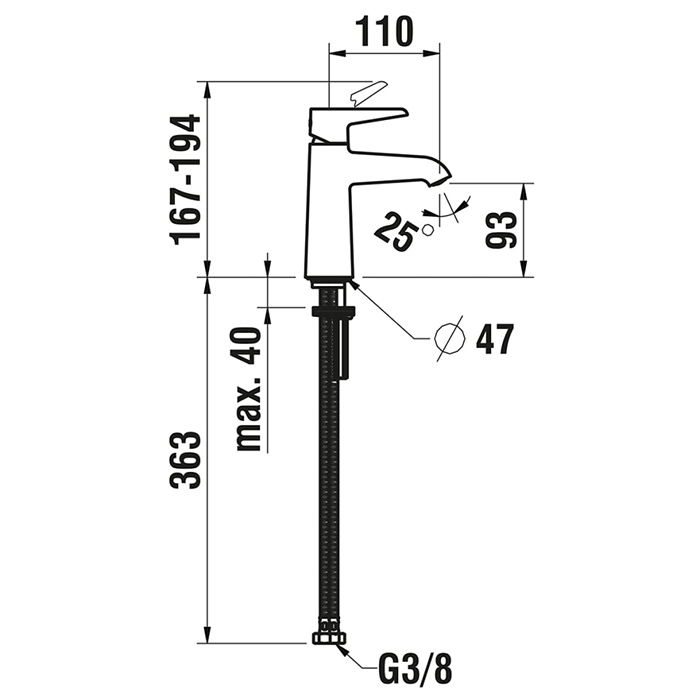 Laufen Val Смеситель для раковины, на 1 отв., излив: 11см., Eco+, цвет: хром