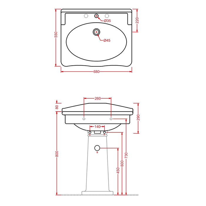 Artceram HERMITAGE Раковина 68х55 см, 1 отв., цвет: белый