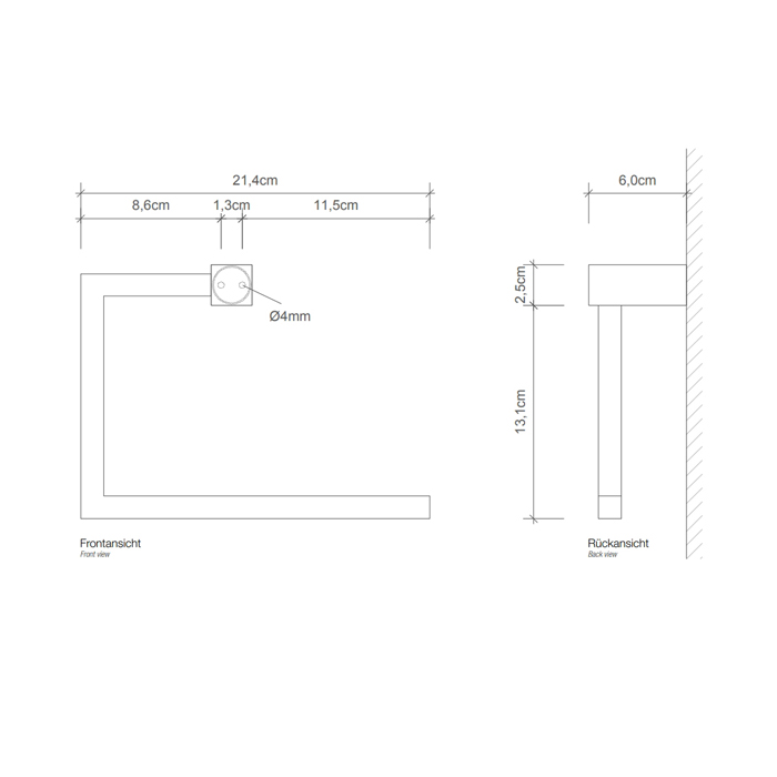 Decor Walther Corner HTR Полотенцедержатель кольцо 21.4см., подвесной, цвет: хром