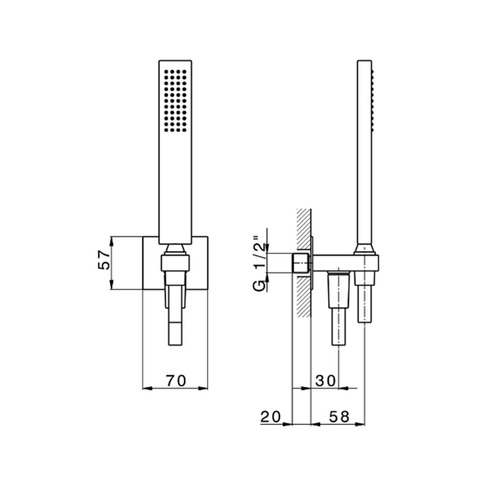 Cisal Shower Душевой гарнитур: ручной душ, шланг 150см,вывод с держателем, цвет: хром