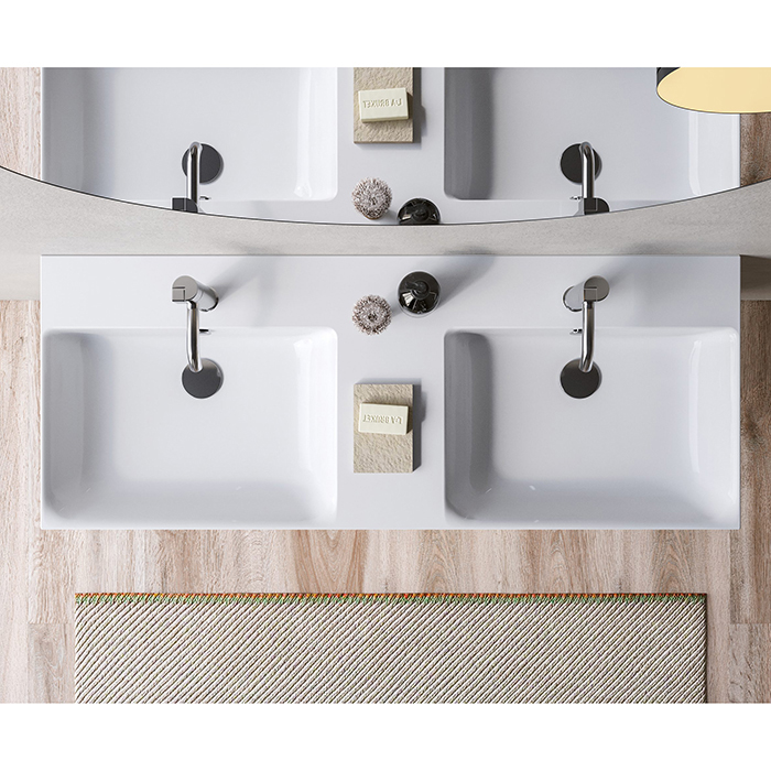 Catalano Premium Раковина 120x47см двойная, с 2 отв., цвет: белый глянцевый