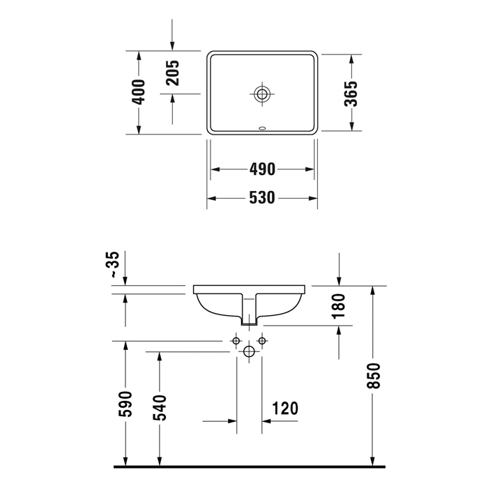 Duravit Starck 3 Раковина встраивания 49x36.5см., с покрытием WonderGlis, цвет: белый