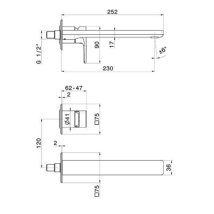 Newform B-Easy Смеситель для раковины, встраиваемый, длинный излив, внешняя часть, цвет: titanium satin