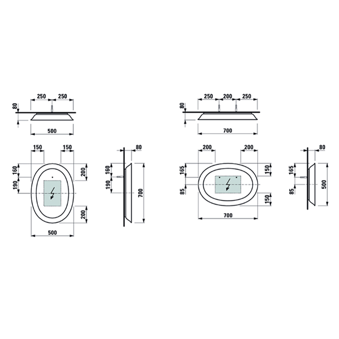 Laufen New Classic Зеркало в керамической раме с подсветкой LED 50х8х70см, цвет: белый глянцевый