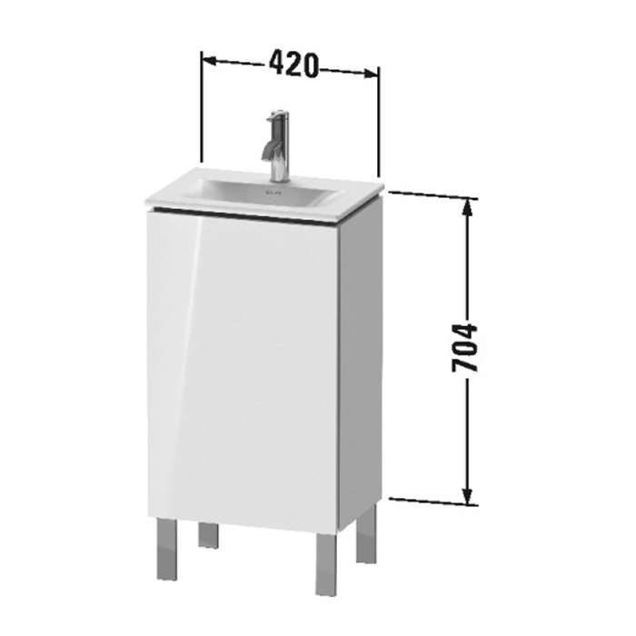 Duravit L-Cube База напольная 44x31.1x70.4см с раковиной, 1 стеклянная полка, 1 дверца, петли слева, цвет: глянцевый белый