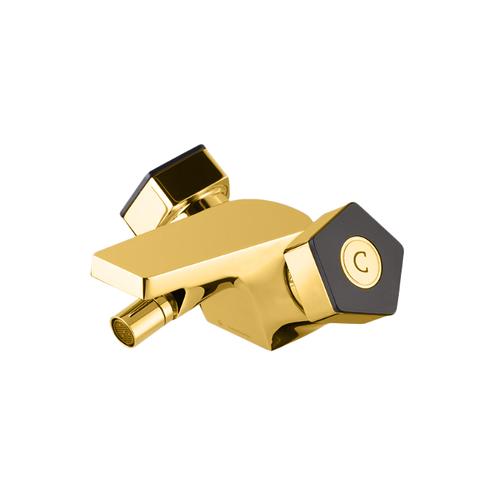 Newform ParkLE Смеситель для биде, 1 отв., с донным клапаном, цвет: PVD glossy gold/черный матовый