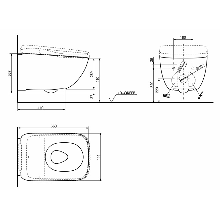 TOTO Neorest WX1 Комплект: Унитаз подвесной 66x45см, сиденье, инсталяция, клавиша смыва, Cefiontect, Rimless, цвет: черный матовый