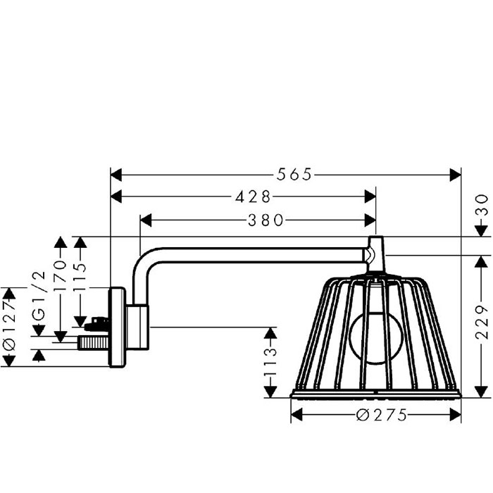 Axor LampShower Верхний душ 1jet, с держателем, цвет: хром