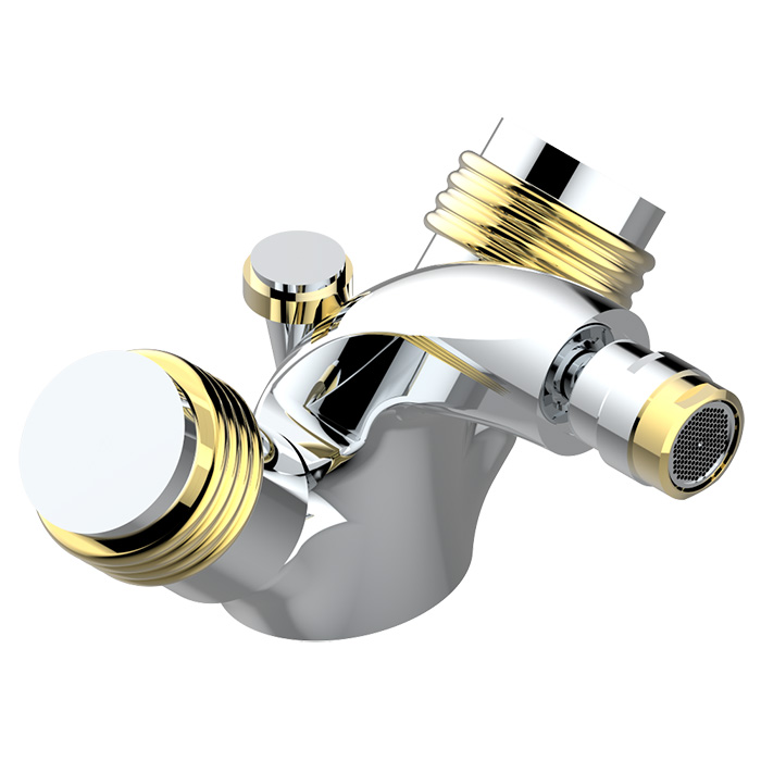THG Diplomate grooved rings Смеситель для биде на 1 отверстие, с донным клапаном, цвет: хром/золото