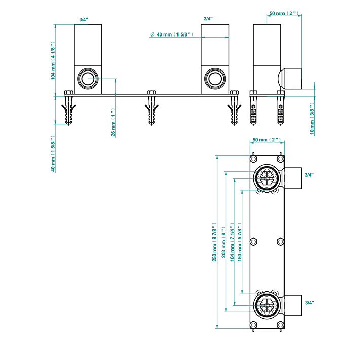 THG General items Встраиваемая часть напольного смесителя для ванны