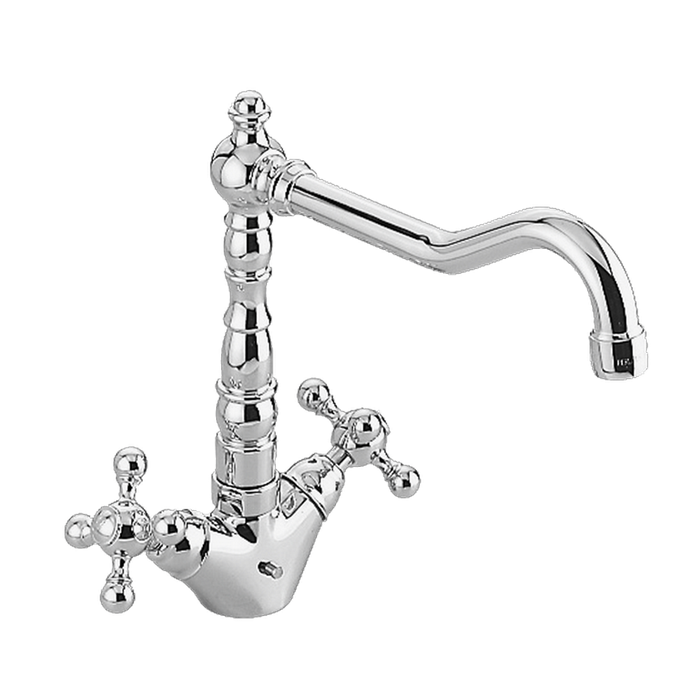 CISAL Кухонные смесители Смеситель двухвентильный на 1 отверстие для кухни,с поворотным изливом 215 мм, цвет: хром