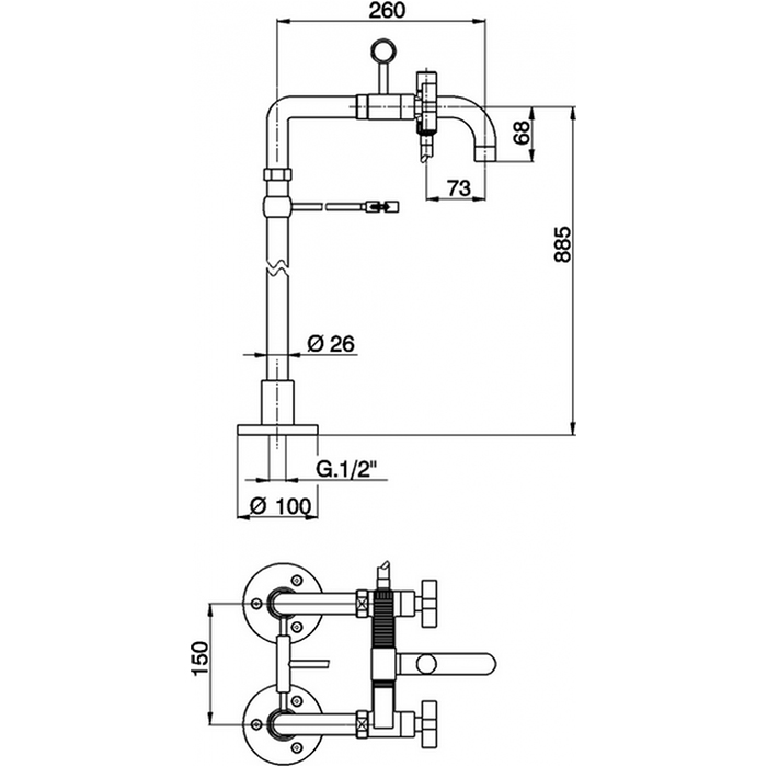 CISAL Barcelona Смеситель напольный для ванны с ручной лейкой, держателем, шлангом 150 см, цвет: хром